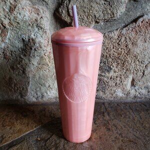 Starbucks Pink Peach Marble Tumbler Dome 2021 Summer Tumbler 24 oz NEW